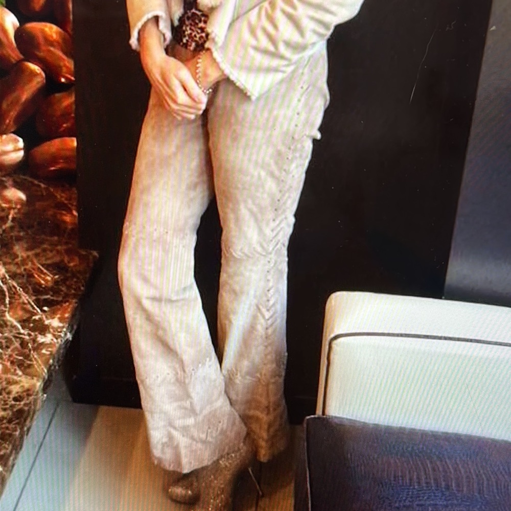 Taupe real leather suede pants